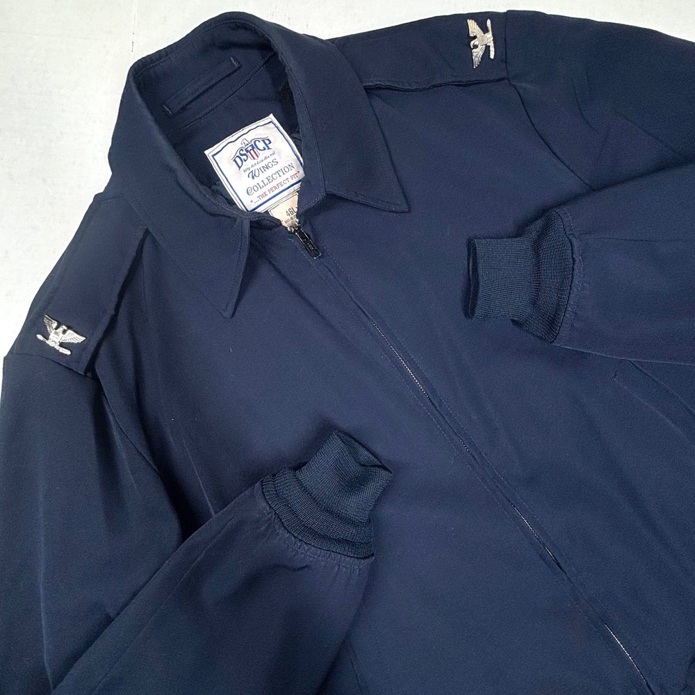 DSTCP Wings Collection Mens 46L Military Bomber Jacket Pilot Navy Blue EUC‎